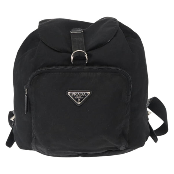 PRADA Backpack Nylon Black Silver Auth bs31366