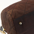 PRADA Chain Hand Bag Nylon Brown Gold Auth bs31367-14