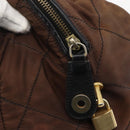 PRADA Chain Hand Bag Nylon Brown Gold Auth bs31367-10