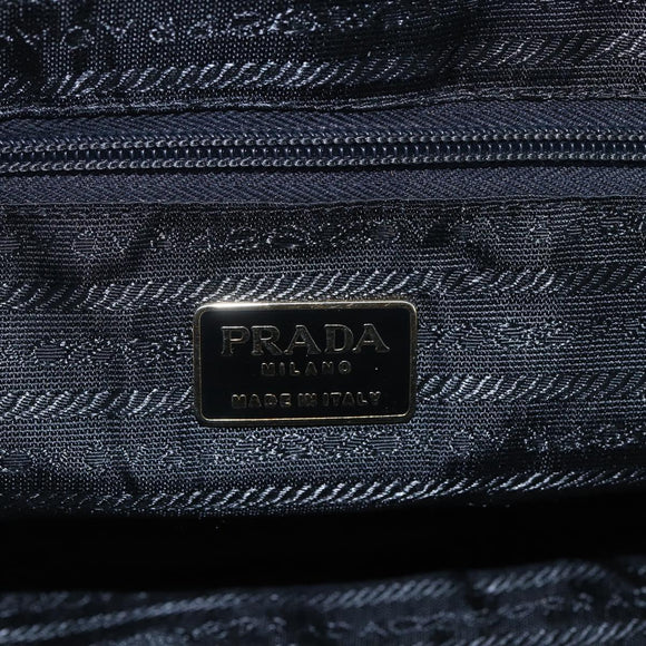 PRADA Chain Hand Bag Nylon Brown Gold Auth bs31367