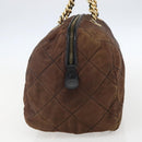 PRADA Chain Hand Bag Nylon Brown Gold Auth bs31367-4