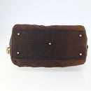 PRADA Chain Hand Bag Nylon Brown Gold Auth bs31367-5