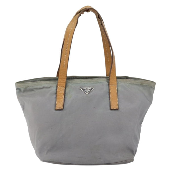 PRADA Hand Bag Nylon Gray Silver Auth bs31370