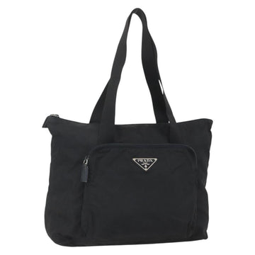 PRADA Tote Bag Nylon Black Silver Auth bs31371