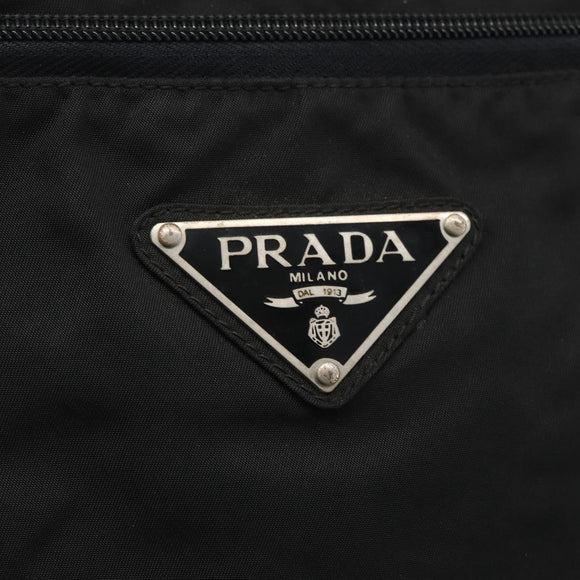 PRADA Tote Bag Nylon Black Silver Auth bs31371
