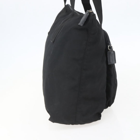 PRADA Tote Bag Nylon Black Silver Auth bs31371
