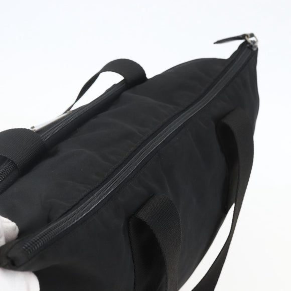 PRADA Tote Bag Nylon Black Silver Auth bs31371