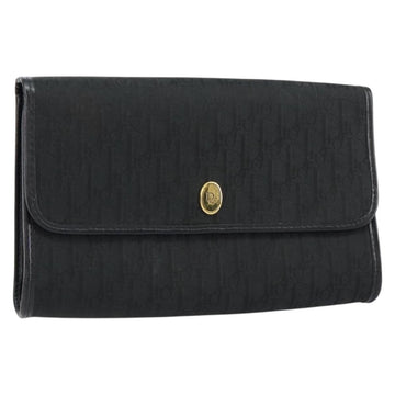 Christian Dior Trotter Canvas Chain Shoulder Bag Black Gold Auth bs31374