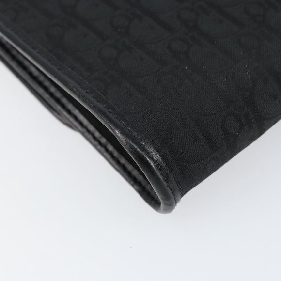 Christian Dior Trotter Canvas Chain Shoulder Bag Black Gold Auth bs31374