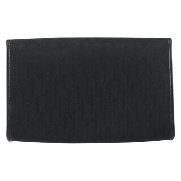 Christian Dior Trotter Canvas Chain Shoulder Bag Black Gold Auth bs31374