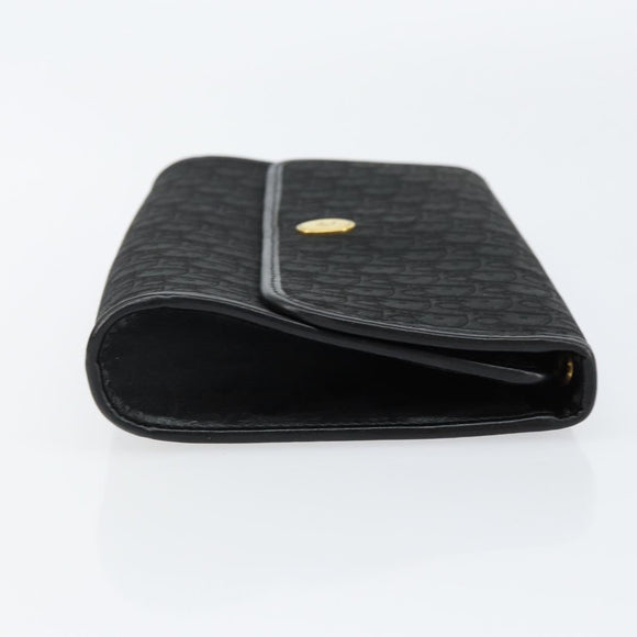 Christian Dior Trotter Canvas Chain Shoulder Bag Black Gold Auth bs31374