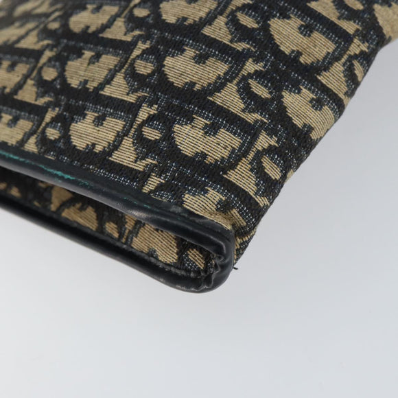 Christian Dior Trotter Canvas Chain Shoulder Bag Navy Gold Auth bs31375