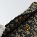 Christian Dior Trotter Canvas Chain Shoulder Bag Navy Gold Auth bs31375-15