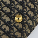Christian Dior Trotter Canvas Chain Shoulder Bag Navy Gold Auth bs31375-16