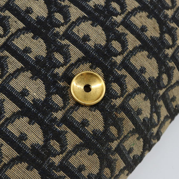 Christian Dior Trotter Canvas Chain Shoulder Bag Navy Gold Auth bs31375