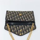 Christian Dior Trotter Canvas Chain Shoulder Bag Navy Gold Auth bs31375-17