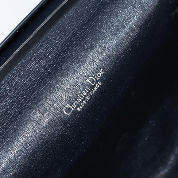 Christian Dior Trotter Canvas Chain Shoulder Bag Navy Gold Auth bs31375