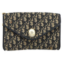 Christian Dior Trotter Canvas Chain Shoulder Bag Navy Gold Auth bs31375-2