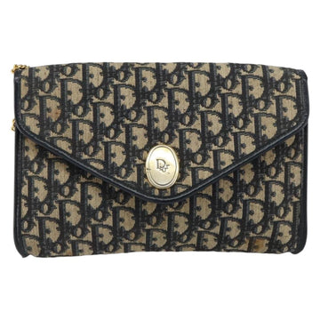 Christian Dior Trotter Canvas Chain Shoulder Bag Navy Gold Auth bs31375 - 0