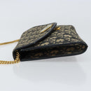 Christian Dior Trotter Canvas Chain Shoulder Bag Navy Gold Auth bs31375-5