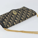 Christian Dior Trotter Canvas Chain Shoulder Bag Navy Gold Auth bs31375-6
