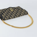 Christian Dior Trotter Canvas Chain Shoulder Bag Navy Gold Auth bs31375-7