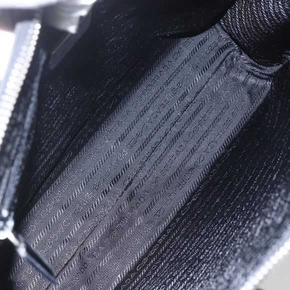 PRADA Hand Bag Enamel Black Silver Auth bs31379