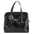 PRADA Hand Bag Enamel Black Silver Auth bs31379-2