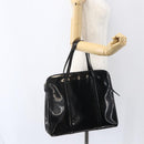 PRADA Hand Bag Enamel Black Silver Auth bs31379-23