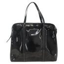 PRADA Hand Bag Enamel Black Silver Auth bs31379-3