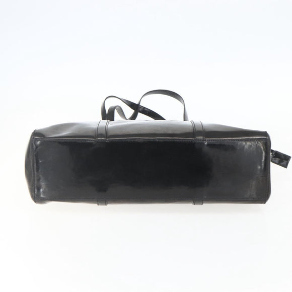 PRADA Hand Bag Enamel Black Silver Auth bs31379