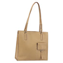 PRADA Tote Bag Leather Beige Silver Auth bs31380-1