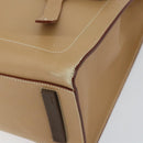 PRADA Tote Bag Leather Beige Silver Auth bs31380-10