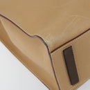 PRADA Tote Bag Leather Beige Silver Auth bs31380-11