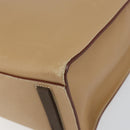 PRADA Tote Bag Leather Beige Silver Auth bs31380-12