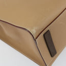 PRADA Tote Bag Leather Beige Silver Auth bs31380-13