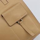 PRADA Tote Bag Leather Beige Silver Auth bs31380-14