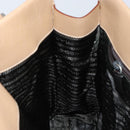 PRADA Tote Bag Leather Beige Silver Auth bs31380-18