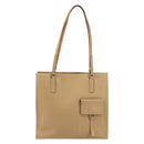 PRADA Tote Bag Leather Beige Silver Auth bs31380-2