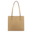 PRADA Tote Bag Leather Beige Silver Auth bs31380-3