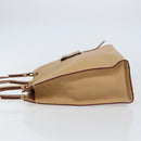 PRADA Tote Bag Leather Beige Silver Auth bs31380-5