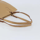 PRADA Tote Bag Leather Beige Silver Auth bs31380-7