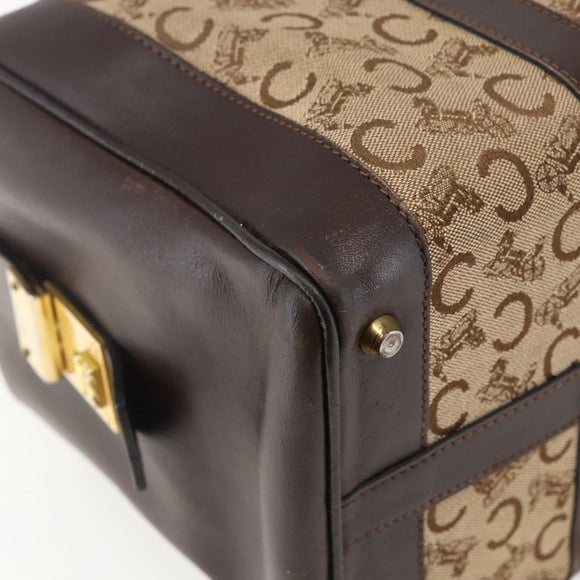 CELINE C Sulky Hand Bag Canvas Brown Gold Auth bs31381