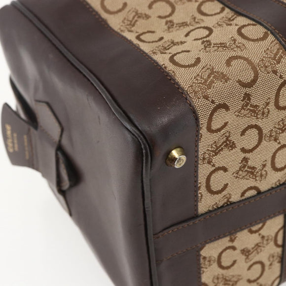 CELINE C Sulky Hand Bag Canvas Brown Gold Auth bs31381