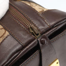 CELINE C Sulky Hand Bag Canvas Brown Gold Auth bs31381-16