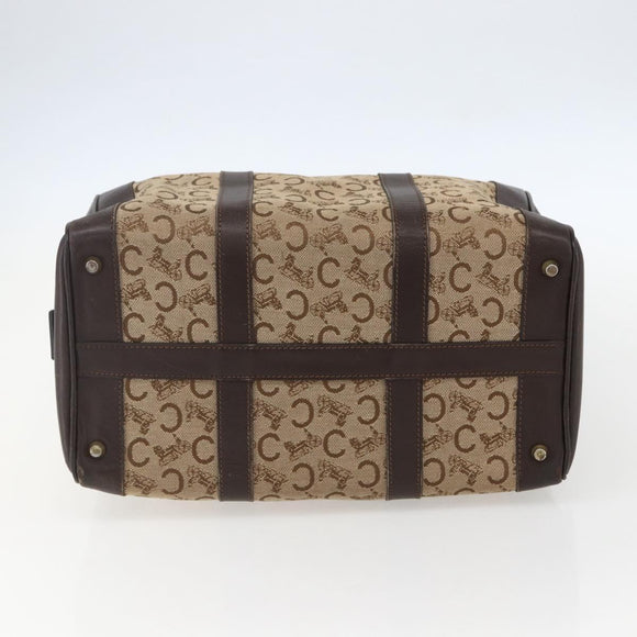 CELINE C Sulky Hand Bag Canvas Brown Gold Auth bs31381
