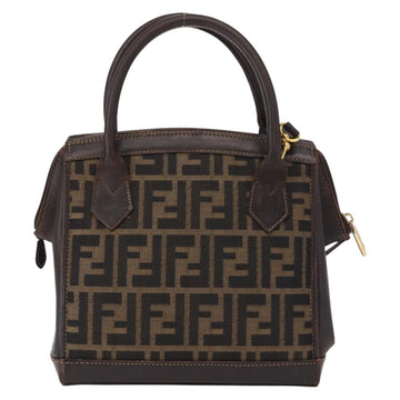 FENDI Zucca Canvas Hand Bag 2way Black Brown Auth bs31384 - 0