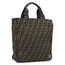 FENDI Zucca Canvas Tote Bag Black Brown Auth bs31385-1