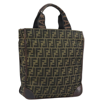 FENDI Zucca Canvas Tote Bag Black Brown Auth bs31385