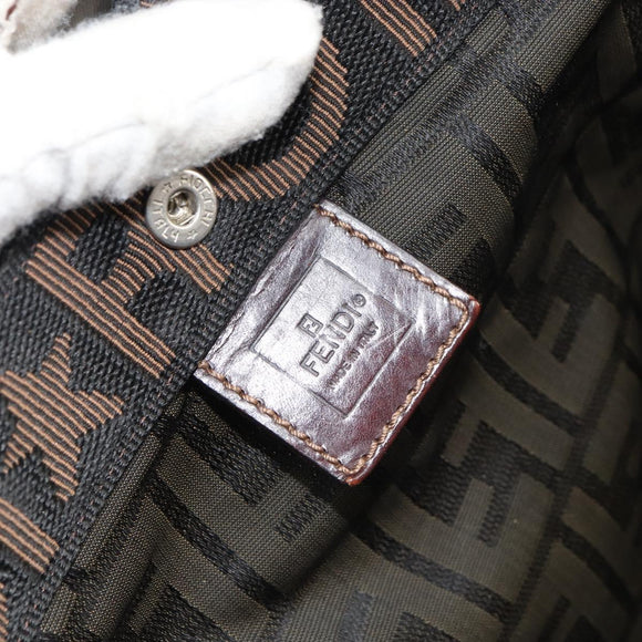 FENDI Zucca Canvas Tote Bag Black Brown Auth bs31385